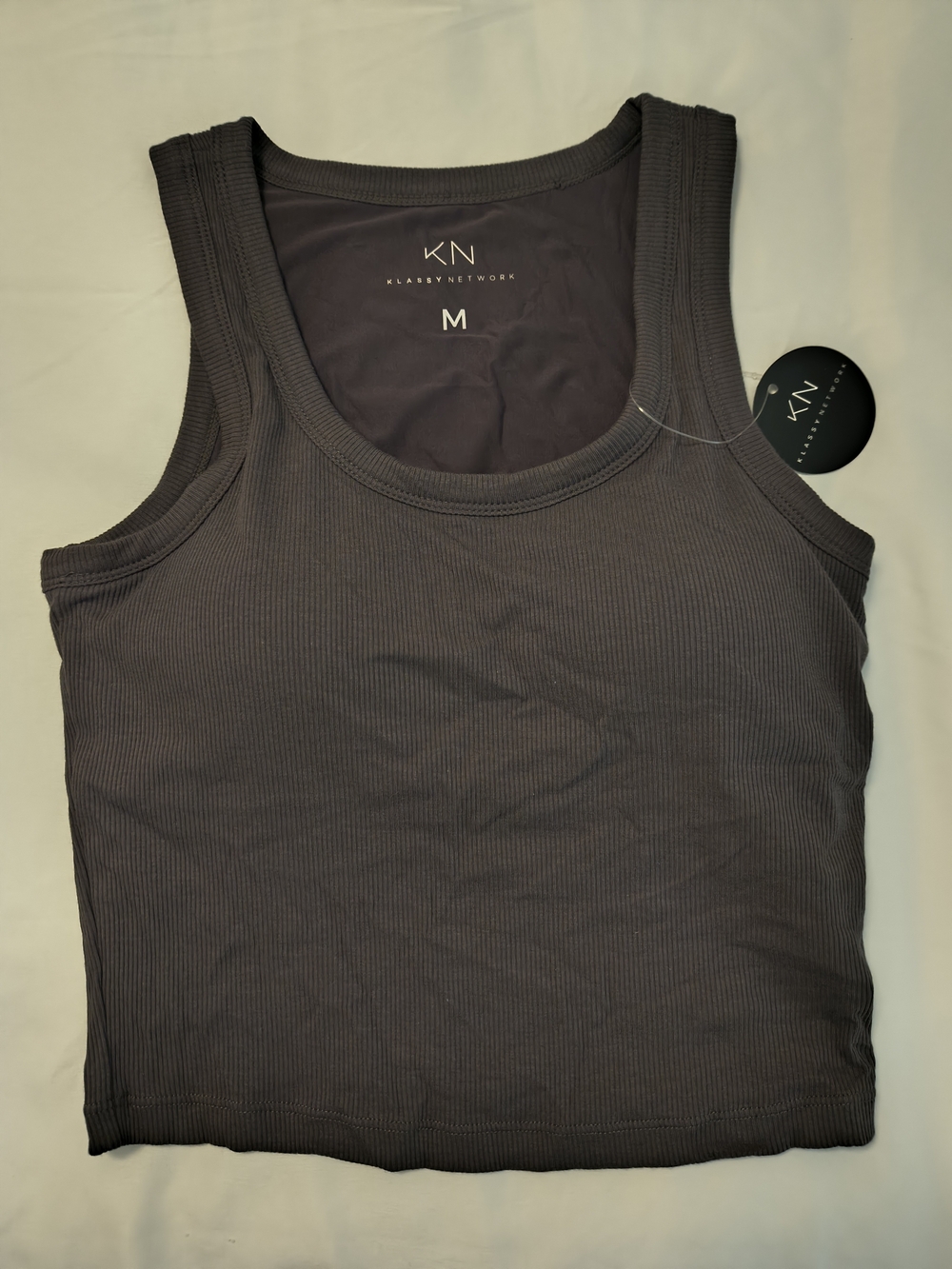 Klassy Network Women's Tank Top With Built In Bra - Charcoal